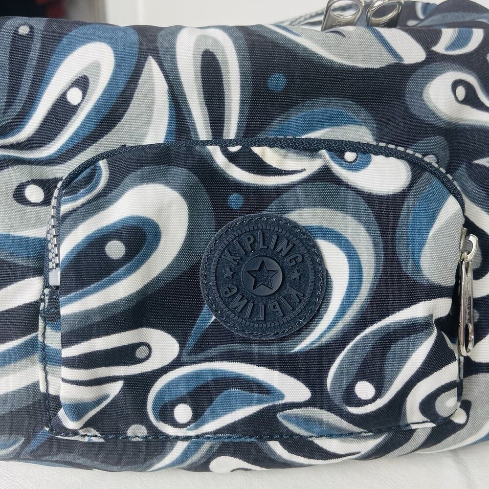 Kipling Gabbie Blue Eye Print Travel Crossbody Bag Purse Multi Pocket Monkey - Picture 6 of 14